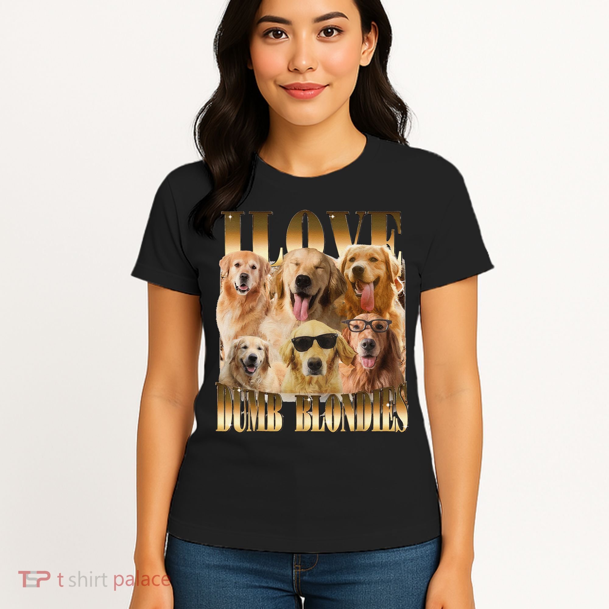 Outfit I Love Dumb Blondes Funny Meme Dog Lover Women's T-Shirt