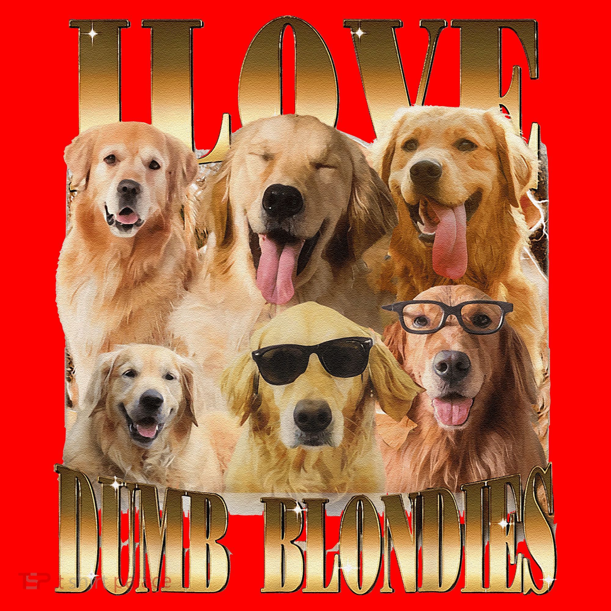 Outfit I Love Dumb Blondes Funny Meme Dog Lover Santa Hat