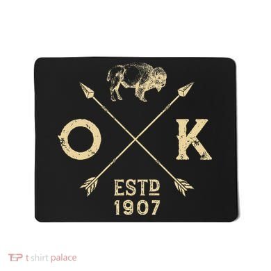 Oklahoma I Love State Arrow Bison Buffalo Mousepad