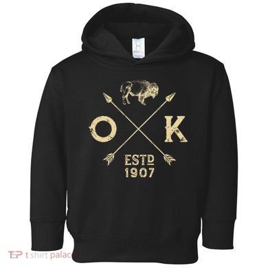 Oklahoma I Love State Arrow Bison Buffalo Toddler Hoodie