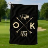 Oklahoma I Love State Arrow Bison Buffalo Golf Towel thumb 1