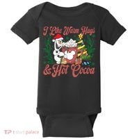 Olaf I Like Warm Hugs And Hot Cocoa Olaf Christmas Baby Bodysuit thumb 0