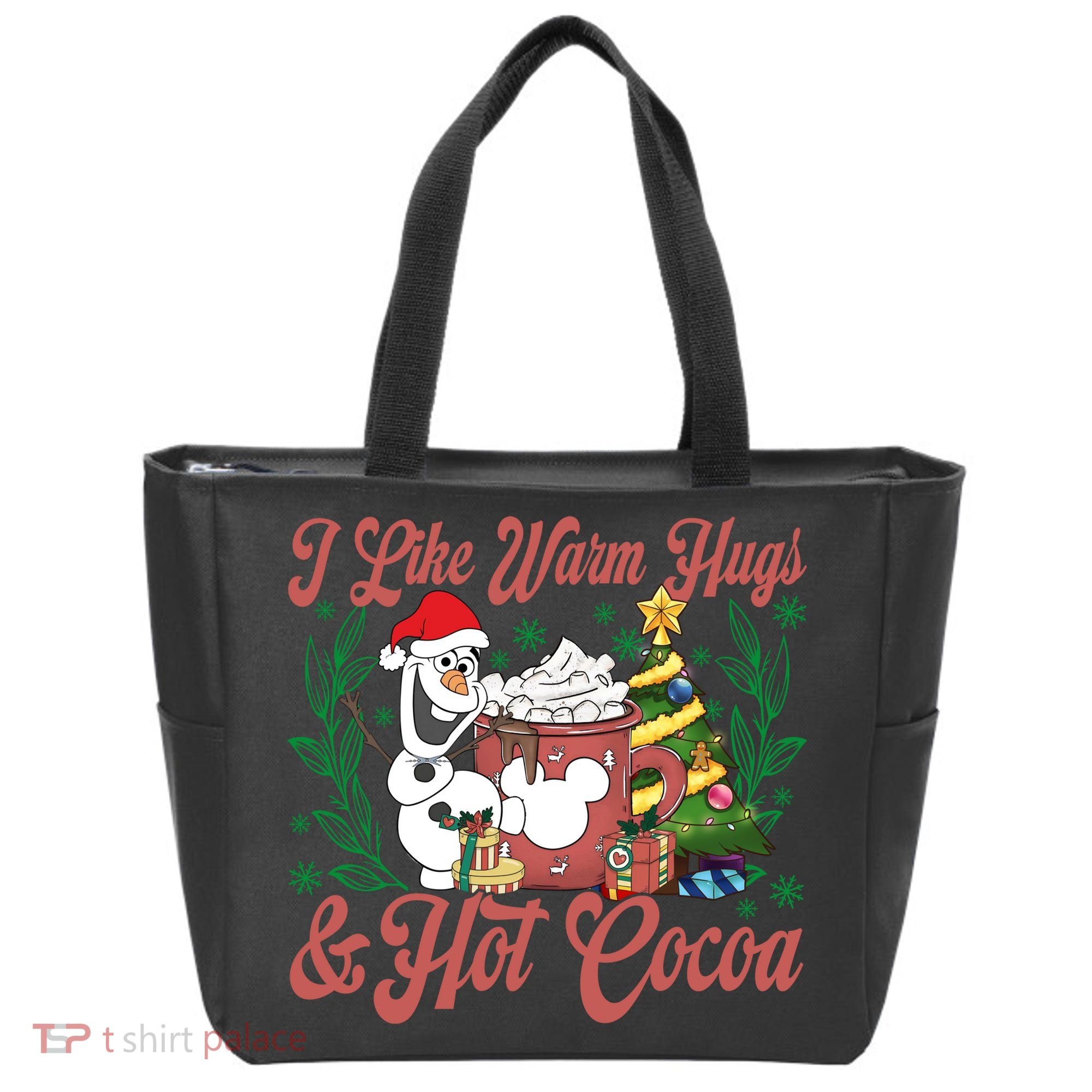 Olaf I Like Warm Hugs And Hot Cocoa Olaf Christmas Tote Bag