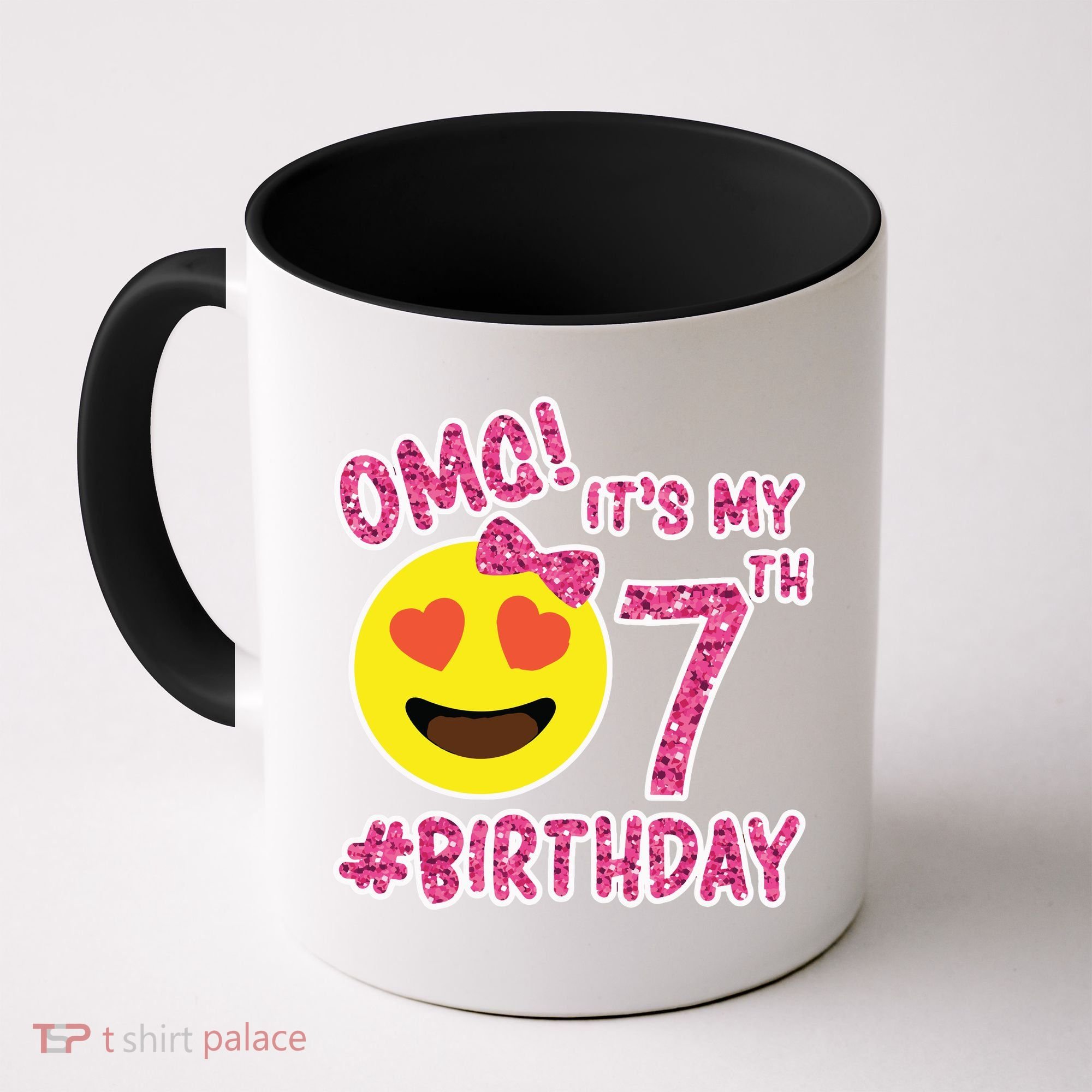 Omg It's My 7th Birthday Emoji For Birthday Girls Coffee Mug