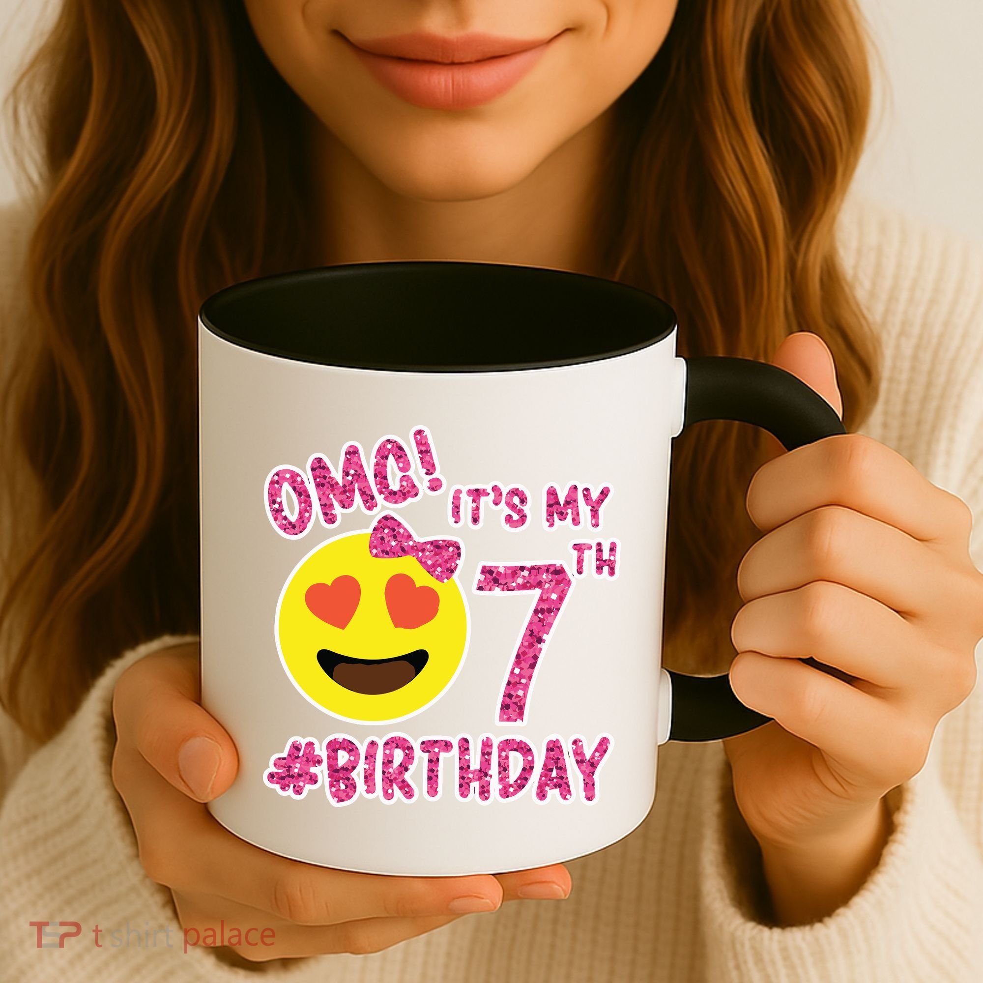 Omg It's My 7th Birthday Emoji For Birthday Girls Coffee Mug