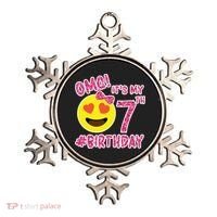 Omg It's My 7th Birthday Emoji For Birthday Girls Ornament thumb 0