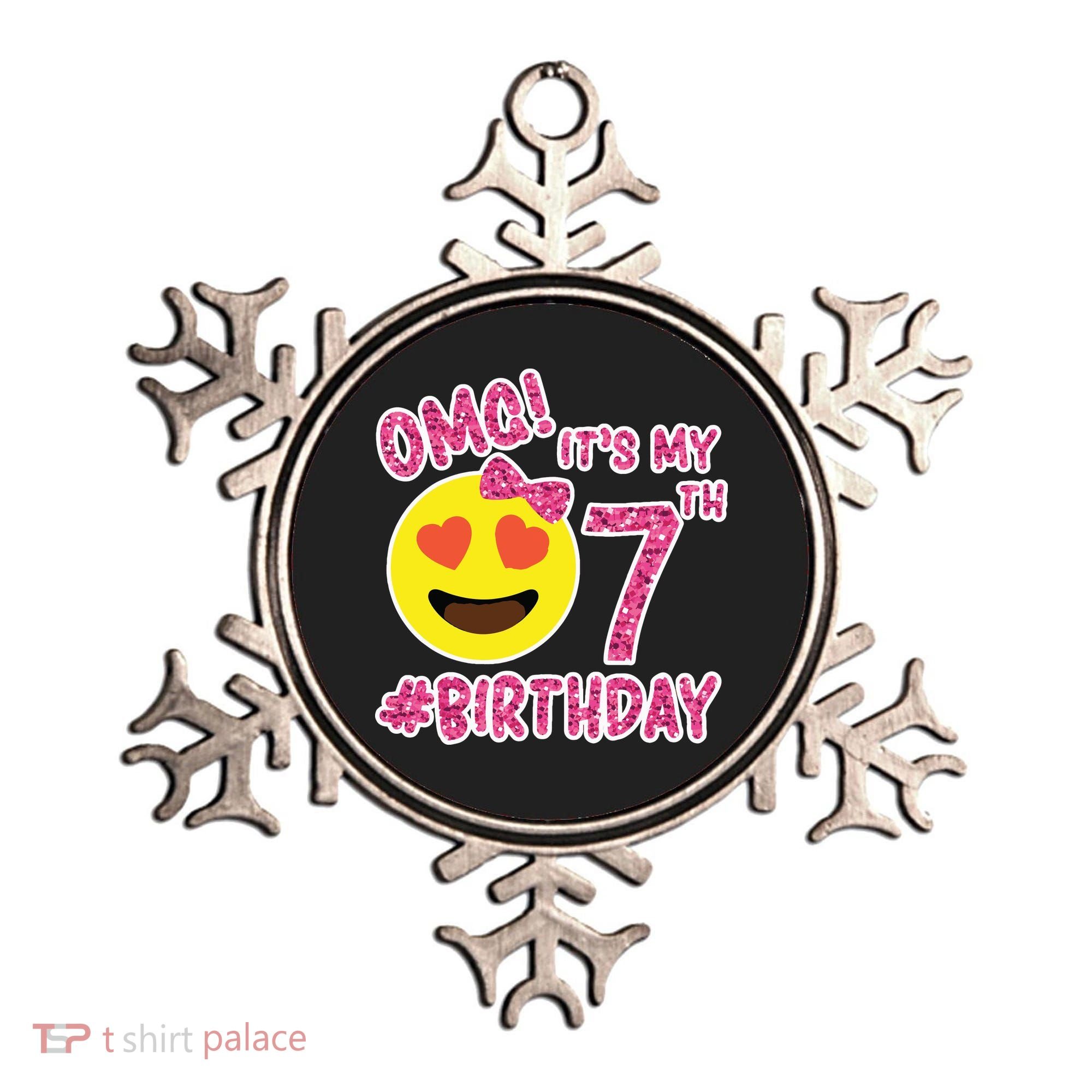 Omg It's My 7th Birthday Emoji For Birthday Girls Ornament