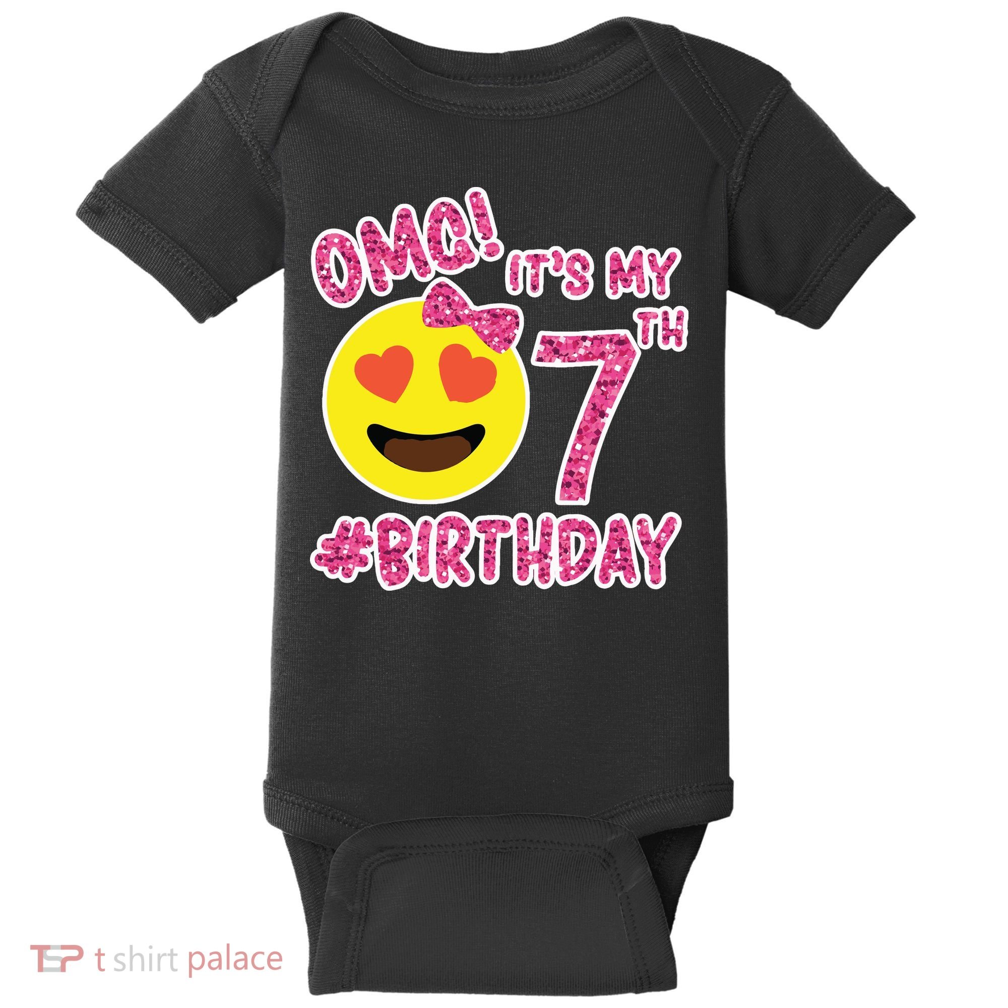 Omg It's My 7th Birthday Emoji For Birthday Girls Baby Bodysuit