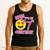 Omg It's My 7th Birthday Emoji For Birthday Girls Tank Top thumb 3