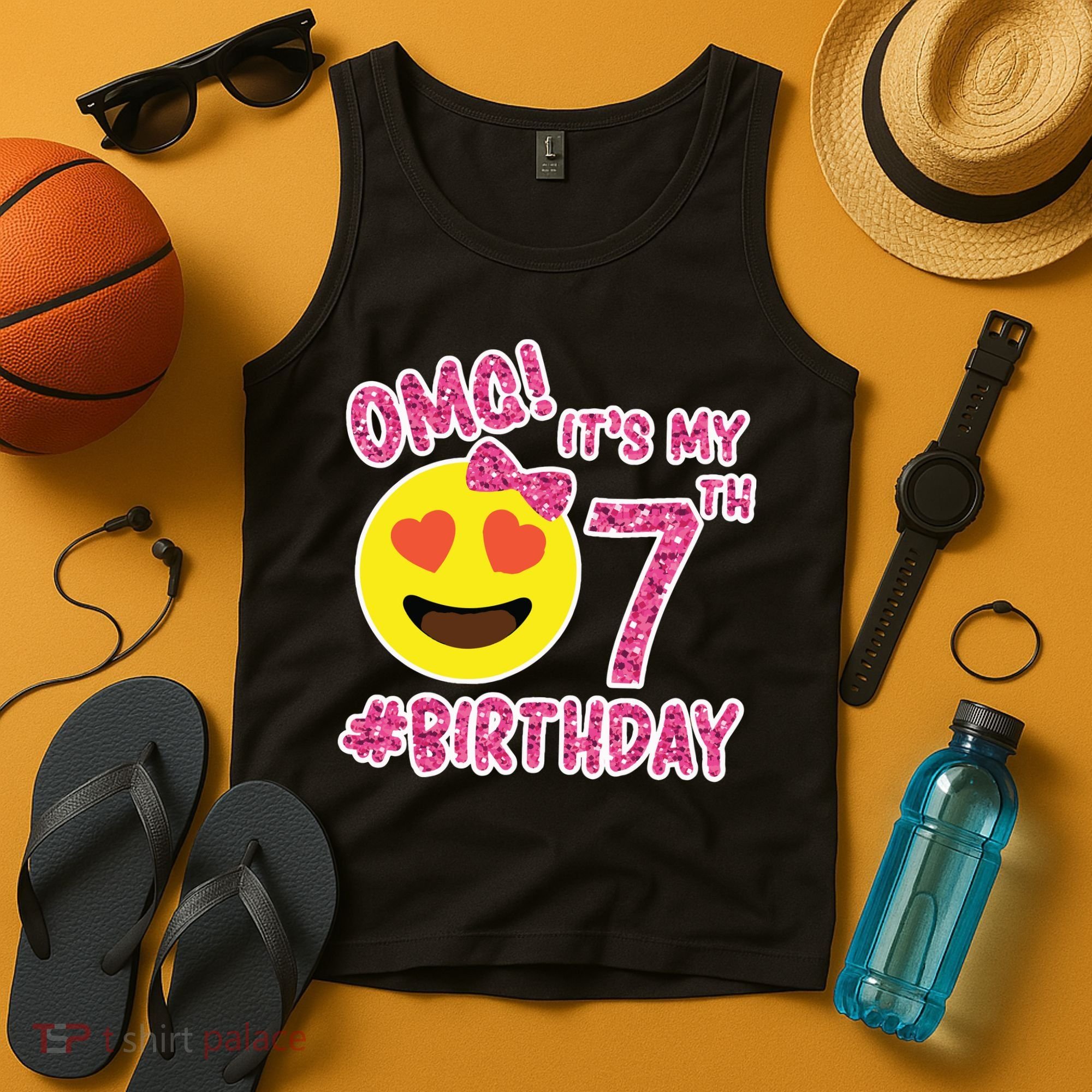 Omg It's My 7th Birthday Emoji For Birthday Girls Tank Top