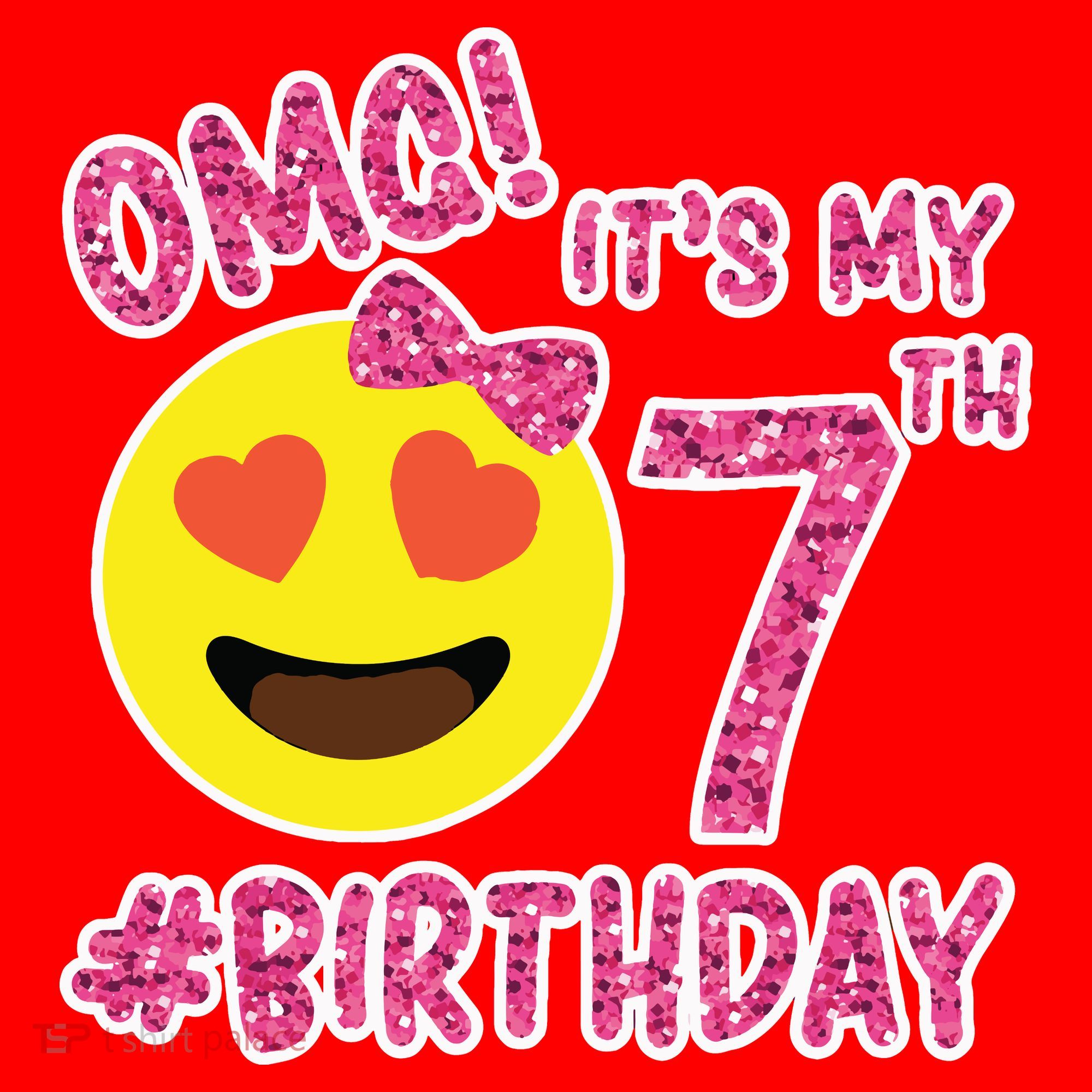 Omg It's My 7th Birthday Emoji For Birthday Girls Santa Hat