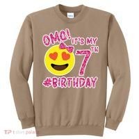 Omg It's My 7th Birthday Emoji For Birthday Girls Sweatshirt thumb 0