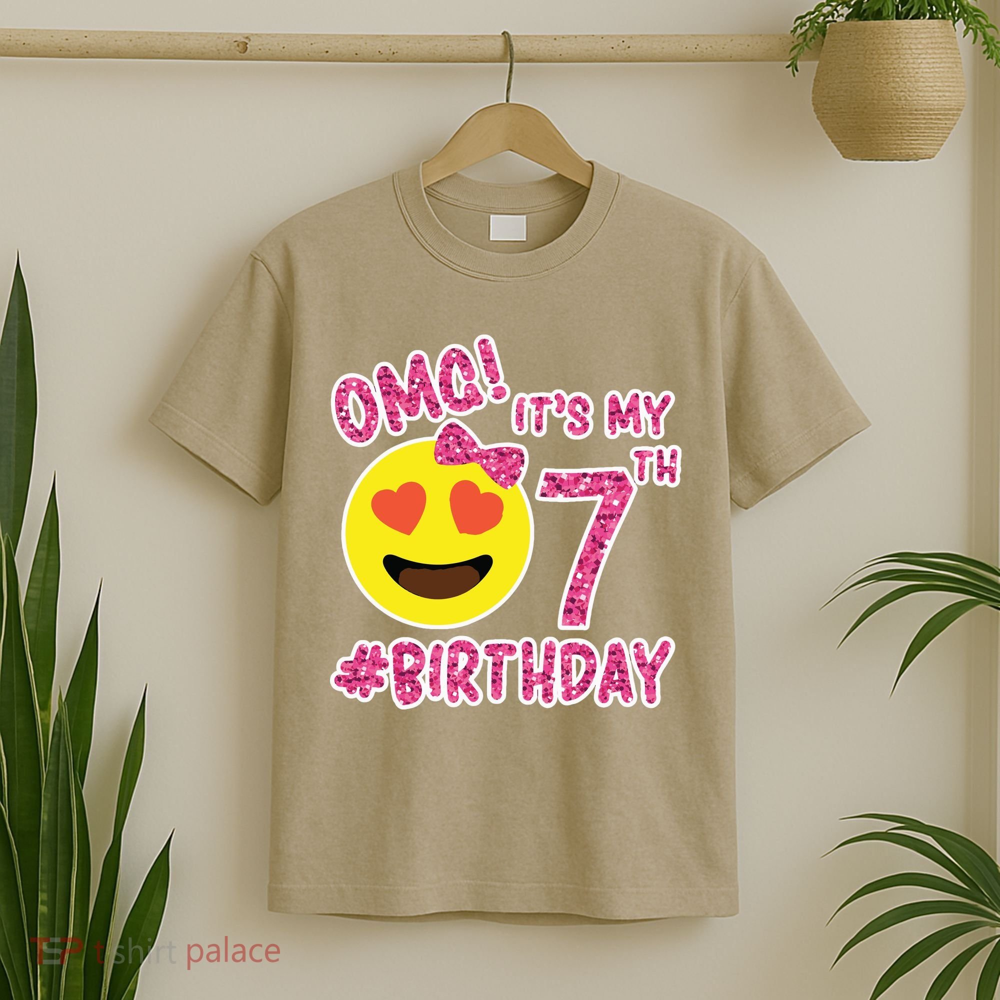 Omg It's My 7th Birthday Emoji For Birthday Girls T-Shirt