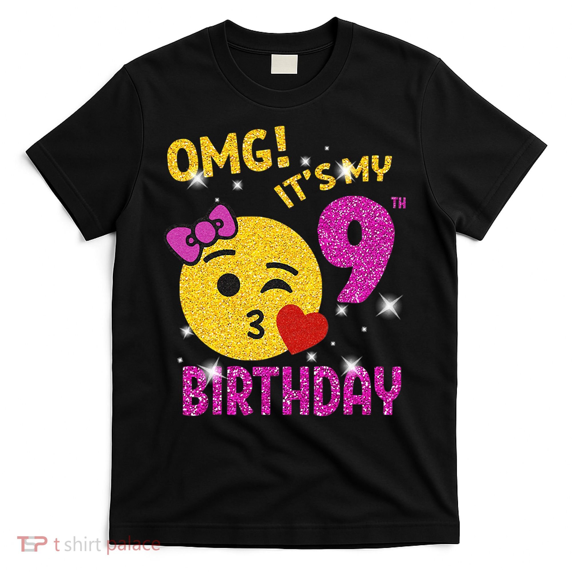 OMG It's My 9th Birthday Girl Cute 9 Yrs Old Birthday Party T-Shirt