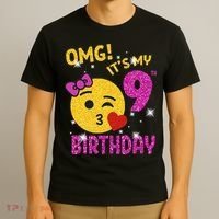 OMG It's My 9th Birthday Girl Cute 9 Yrs Old Birthday Party T-Shirt thumb 3