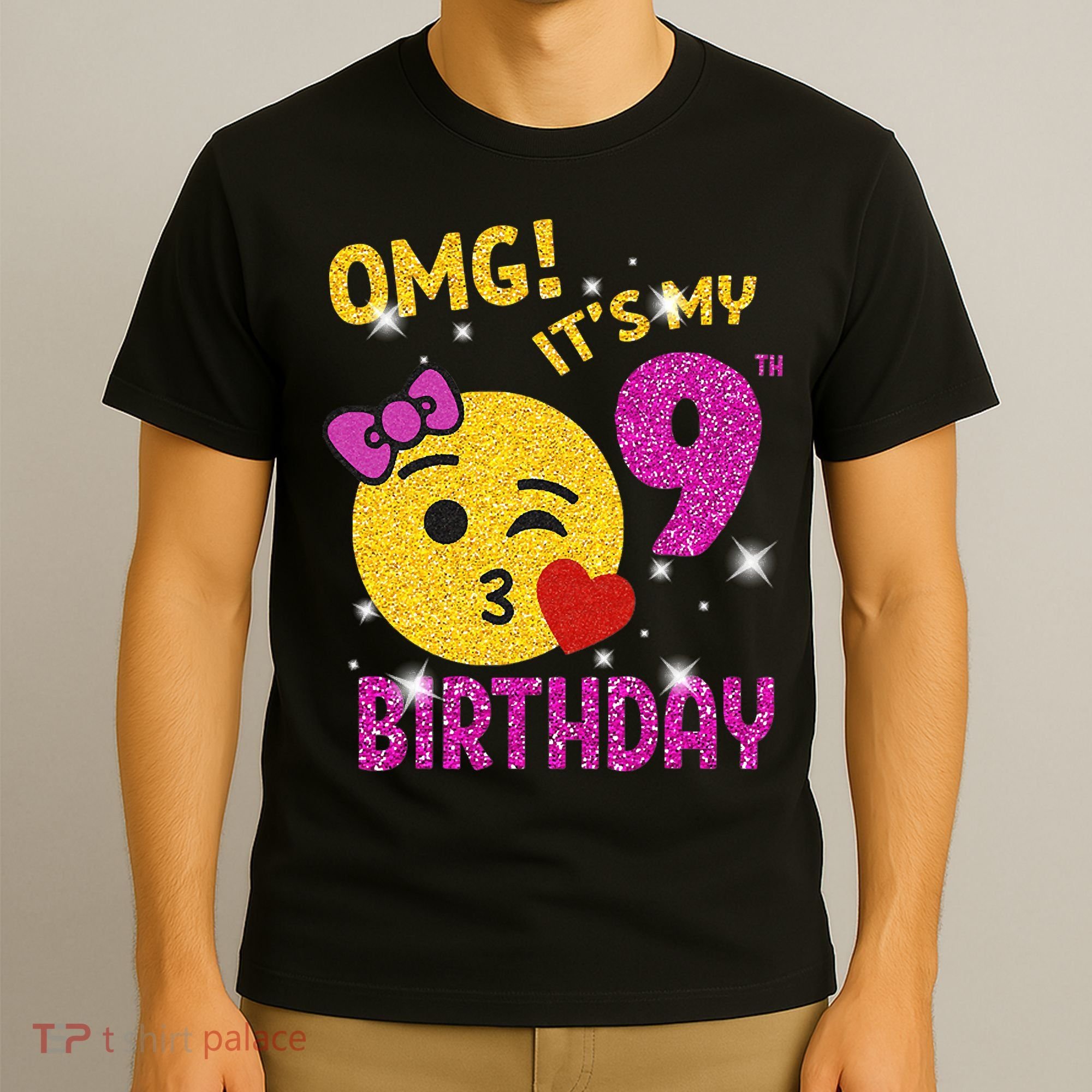 OMG It's My 9th Birthday Girl Cute 9 Yrs Old Birthday Party T-Shirt