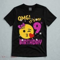 OMG It's My 9th Birthday Girl Cute 9 Yrs Old Birthday Party T-Shirt thumb 5
