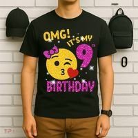 OMG It's My 9th Birthday Girl Cute 9 Yrs Old Birthday Party T-Shirt thumb 6