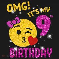 OMG It's My 9th Birthday Girl Cute 9 Yrs Old Birthday Party T-Shirt thumb 7