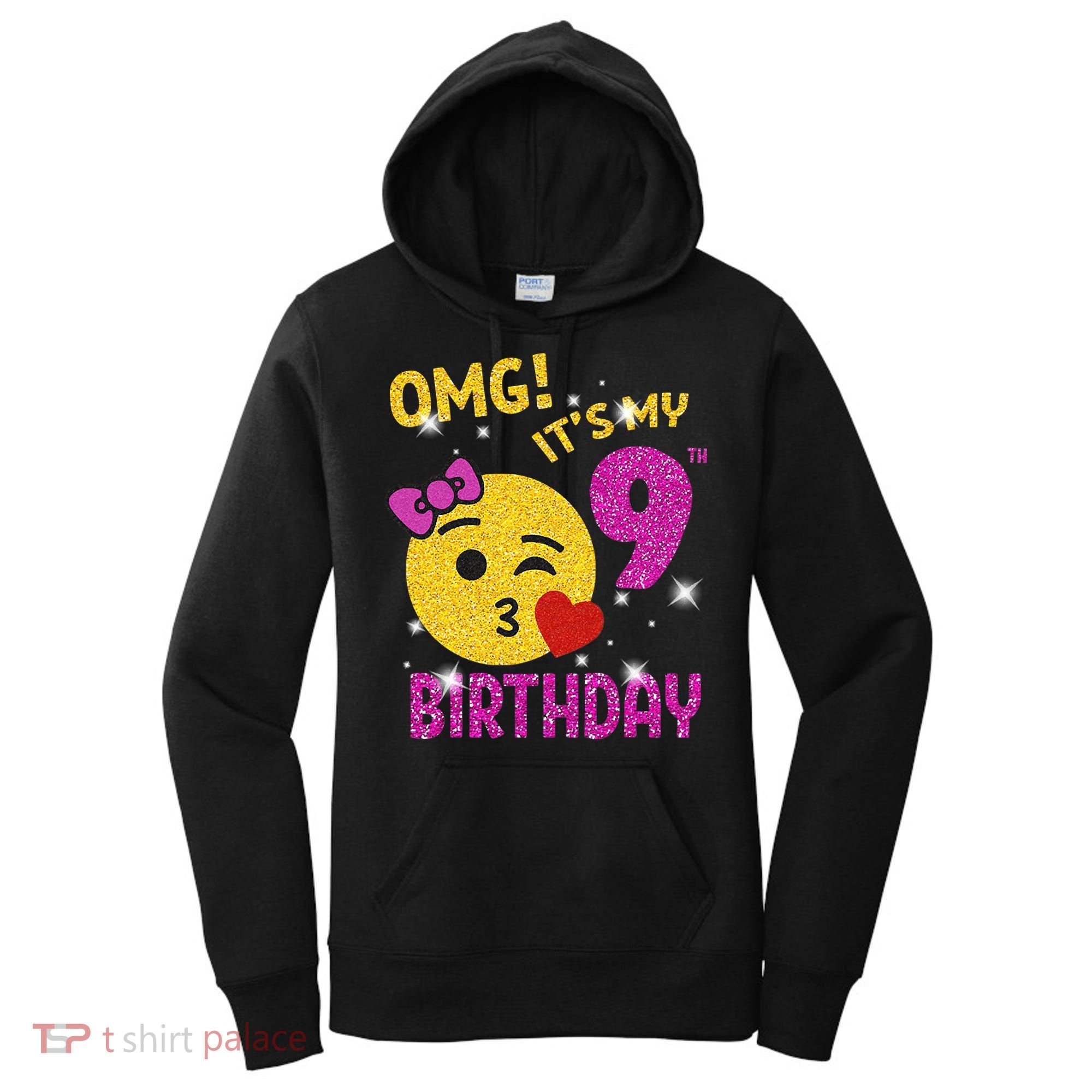 OMG It's My 9th Birthday Girl Cute 9 Yrs Old Birthday Party Women's Hoodie
