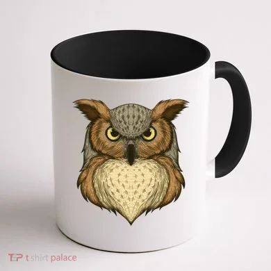 Owl Illustration Coffee Mug back