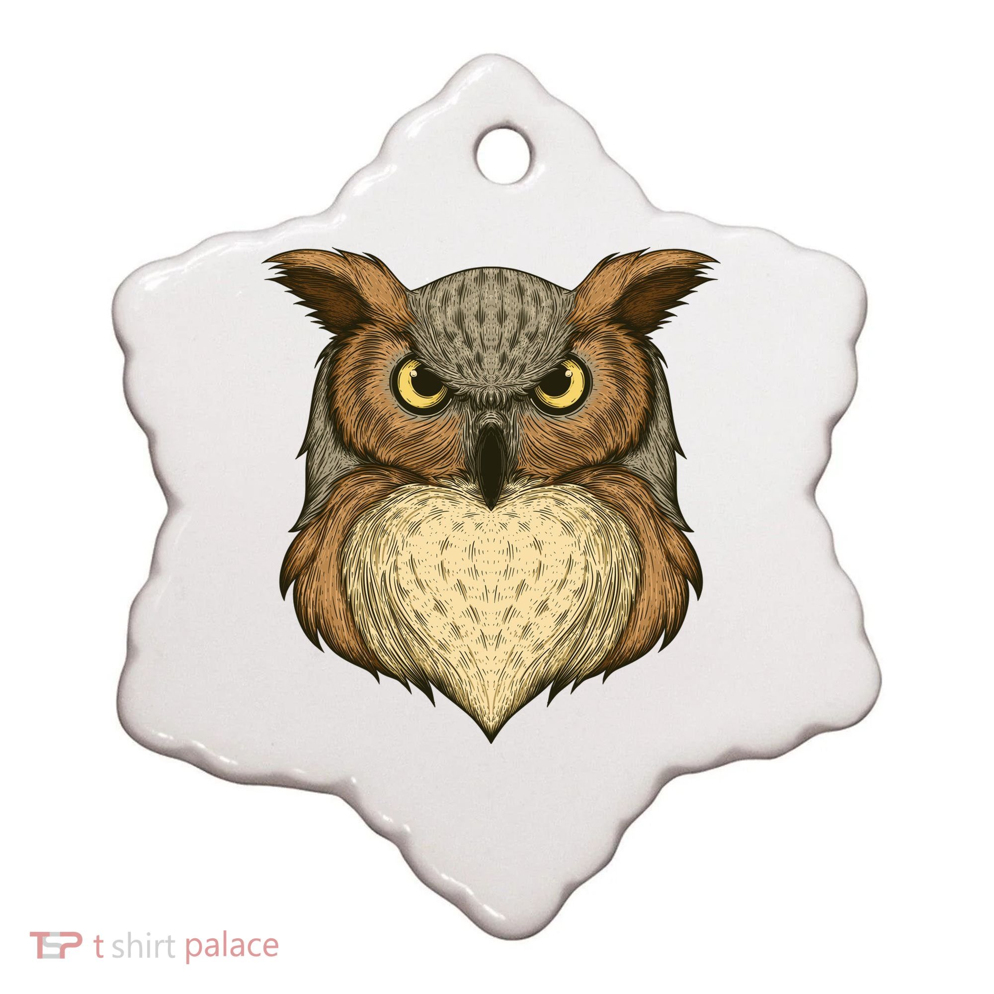 Owl Illustration Ceramic Ornament