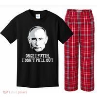 Once I Putin I Don't Pull Out Funny Russia Kids Plaid Pajama Set thumb 0