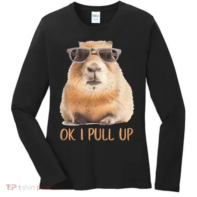 Ok I Pull Up Capybara Women's Long Sleeve Shirt