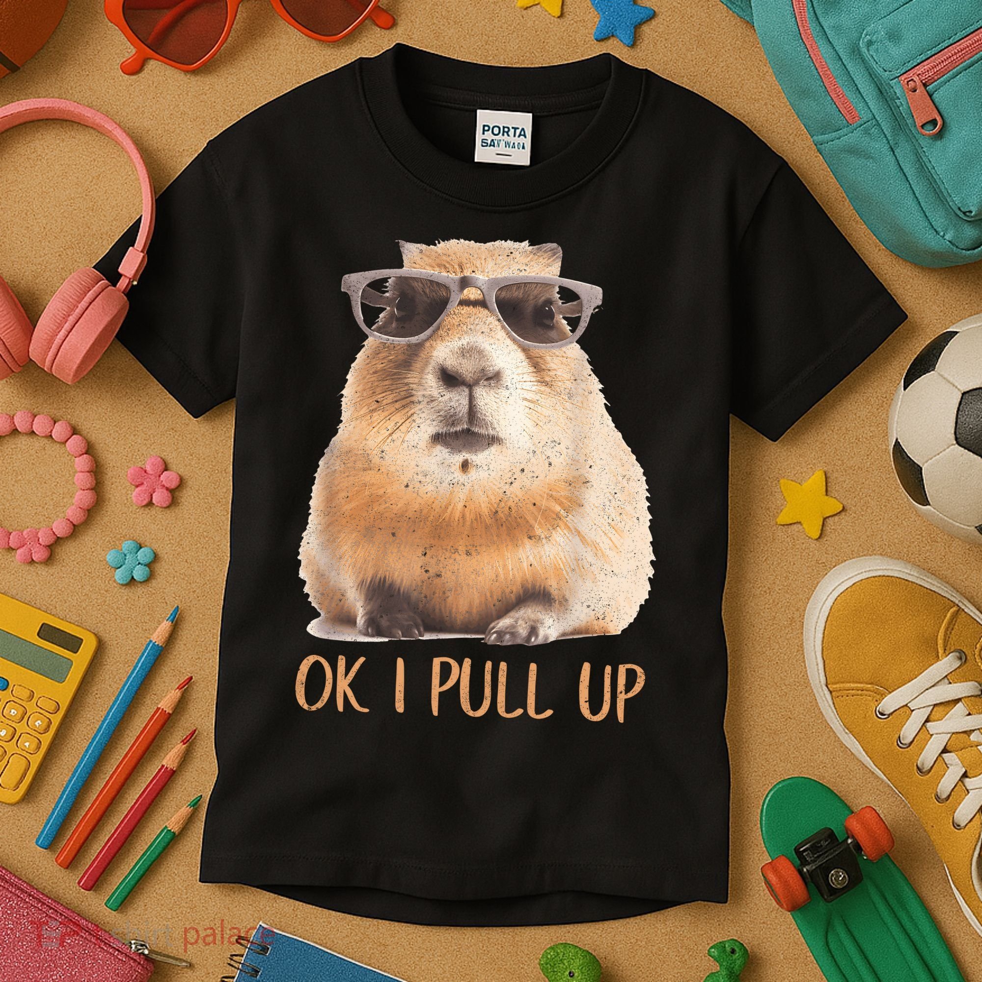 Ok I Pull Up Capybara Kids T-Shirt