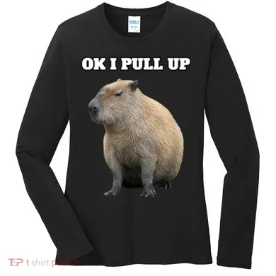 Ok I Pull Up Capybara Women's Long Sleeve Shirt