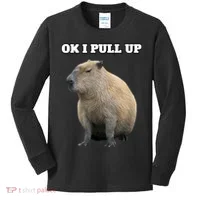Ok I Pull Up Capybara Kids Long Sleeve Shirt thumb 0