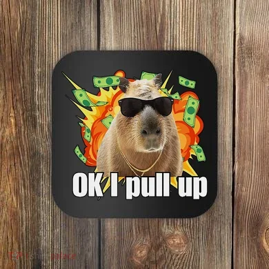 Ok I Pull Up Capybara Funny Meme Coaster