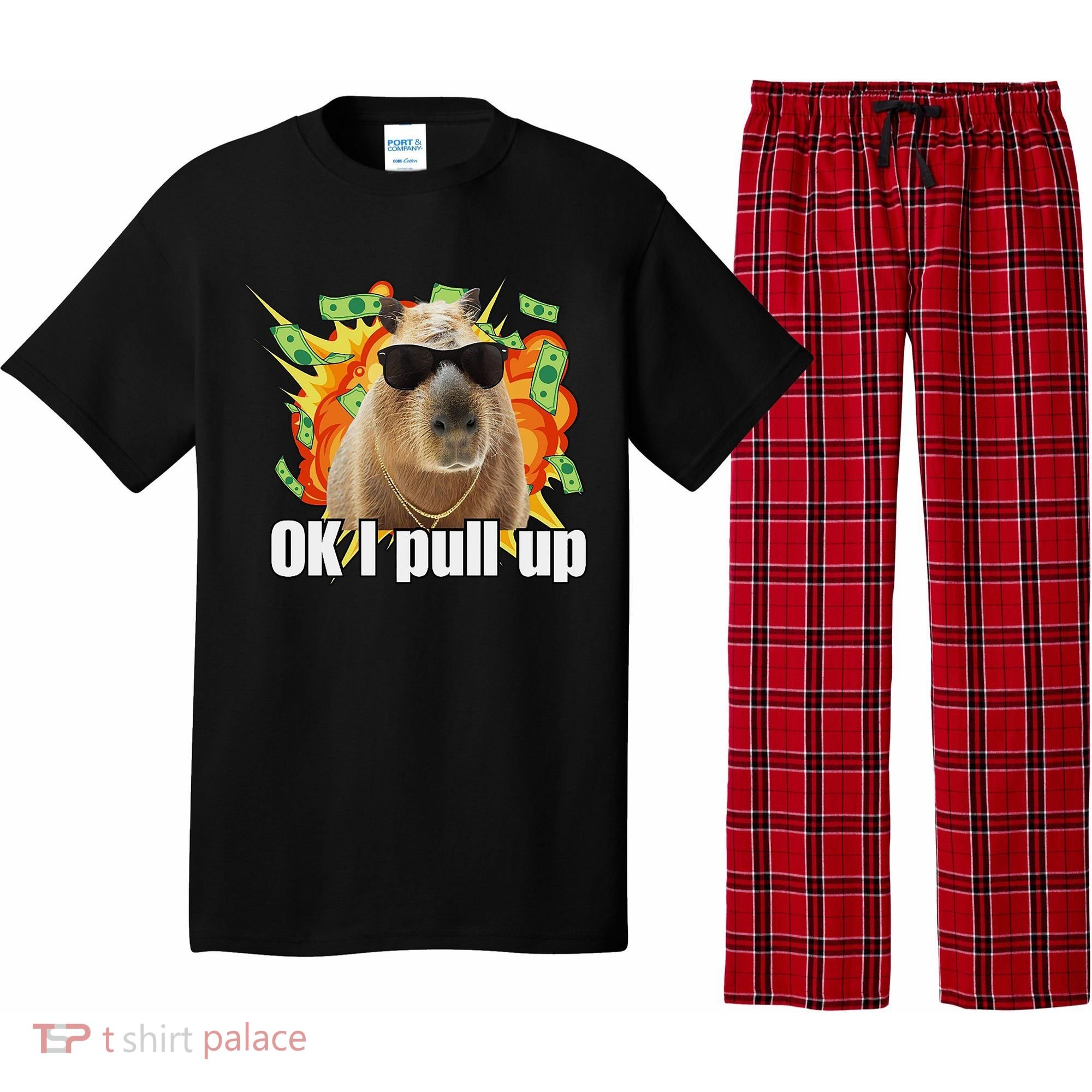 Ok I Pull Up Capybara Funny Meme Pajama Set