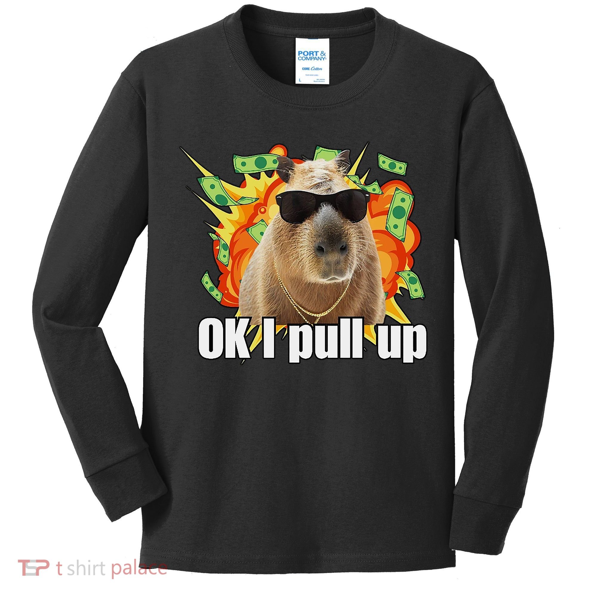 Ok I Pull Up Capybara Funny Meme Kids Long Sleeve Shirt