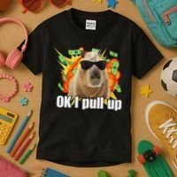 Ok I Pull Up Capybara Funny Meme Kids T-Shirt thumb 3