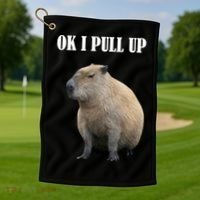 Ok I Pull Up Capybara Funny Golf Towel thumb 1