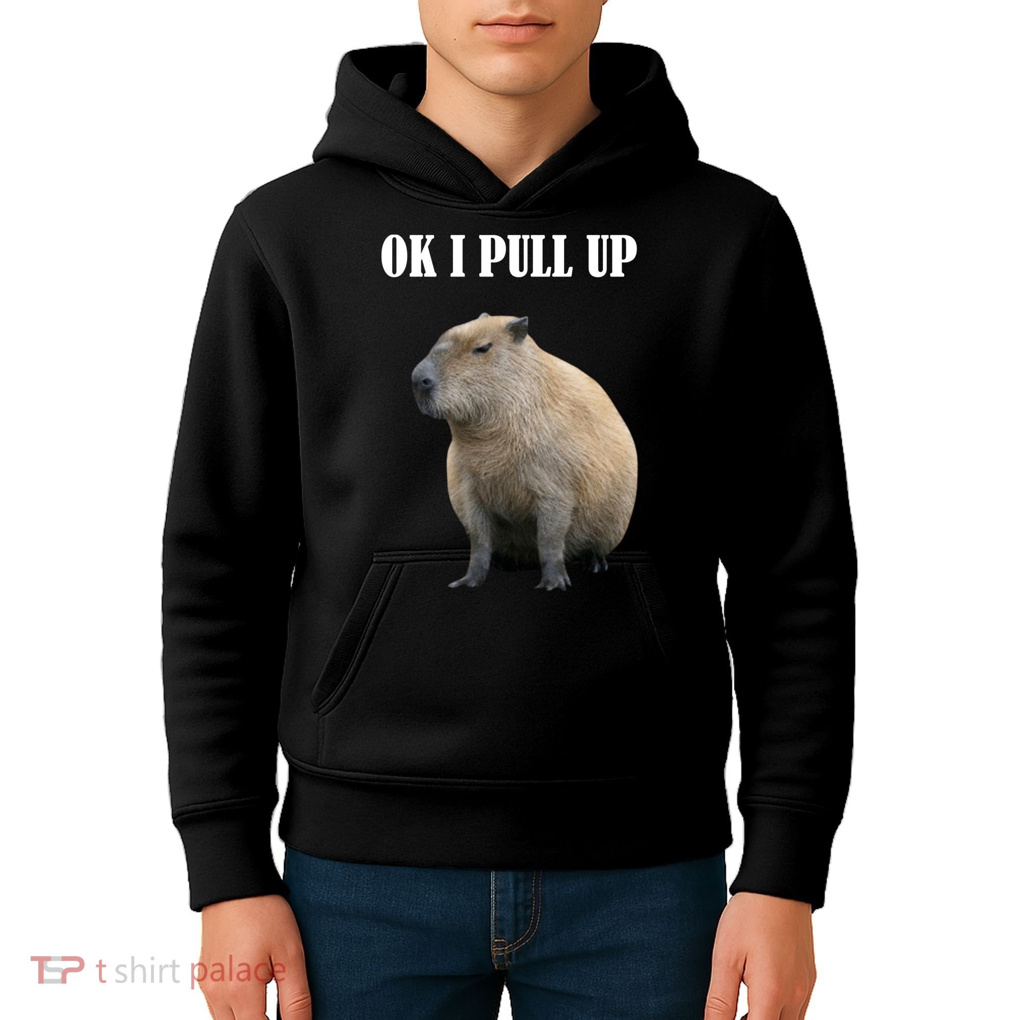 Ok I Pull Up Capybara Funny Kids Hoodie