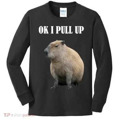 Ok I Pull Up Capybara Funny Kids Long Sleeve Shirt
