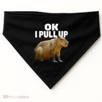 Ok I Pull Up Capybara Funny Capybara Lover Dank Meme USA-Made Doggie Bandana thumb 0