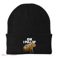 Ok I Pull Up Capybara Funny Capybara Lover Dank Meme Beanie thumb 0