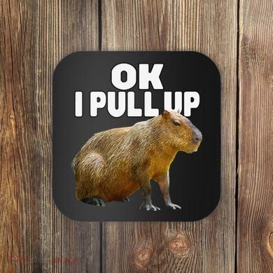 Ok I Pull Up Capybara Funny Capybara Lover Dank Meme Coaster
