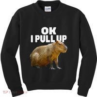 Ok I Pull Up Capybara Funny Capybara Lover Dank Meme Kids Sweatshirt thumb 0