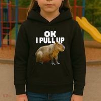 Ok I Pull Up Capybara Funny Capybara Lover Dank Meme Kids Hoodie thumb 3