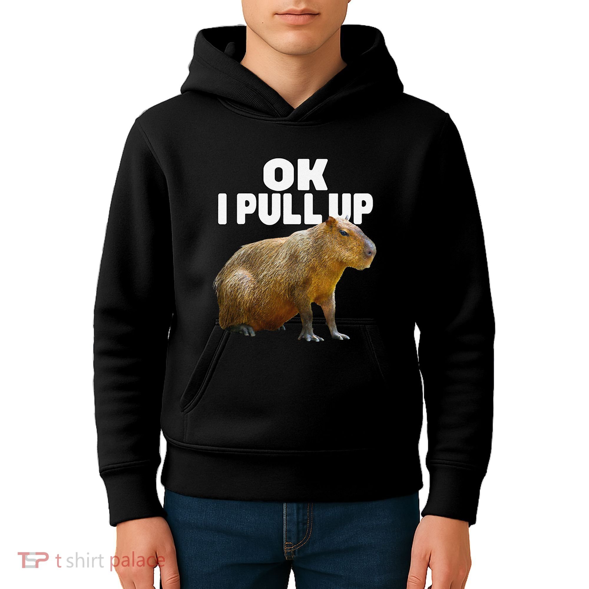 Ok I Pull Up Capybara Funny Capybara Lover Dank Meme Kids Hoodie
