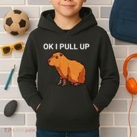 Ok I Pull Up Funny Capybara Dank Meme Kids Hoodie thumb 2