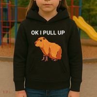 Ok I Pull Up Funny Capybara Dank Meme Kids Hoodie thumb 3