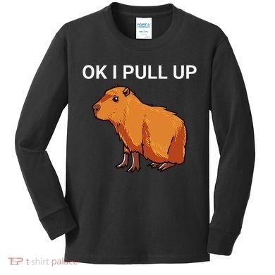 Ok I Pull Up Funny Capybara Dank Meme Kids Long Sleeve Shirt