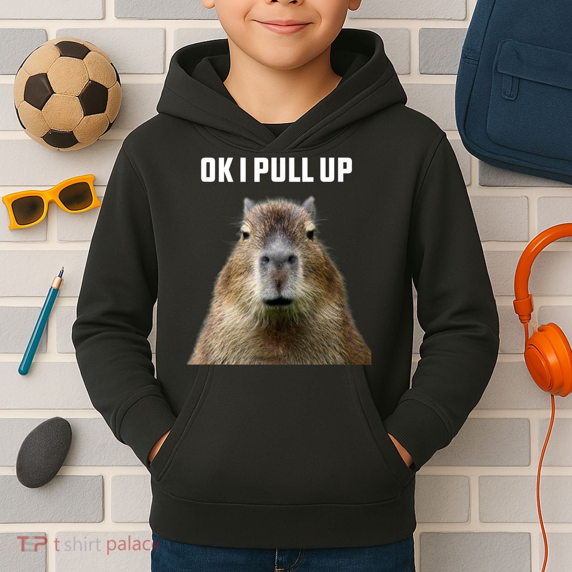 Ok I Pull Up Capybara Kids Hoodie
