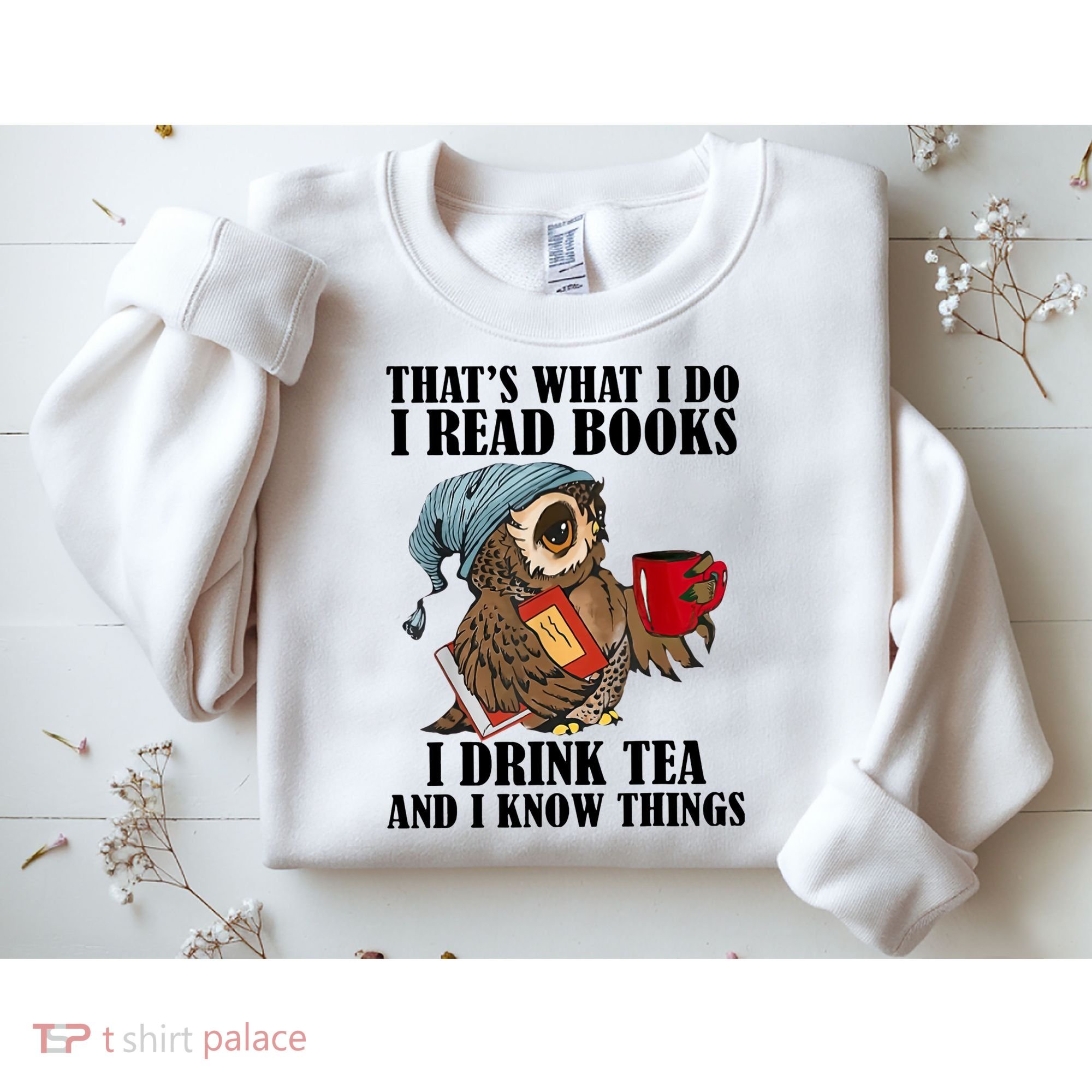 Owl I Read Books Drink Tea Know Things Funny Sweatshirt