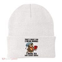 Owl I Read Books Drink Tea Know Things Funny Beanie thumb 0